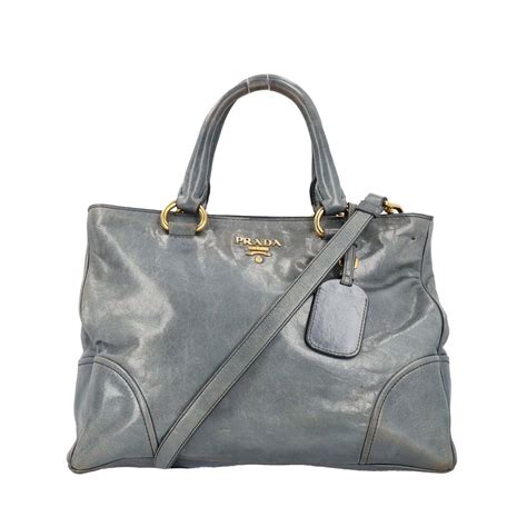 prada blue vitello shine tote.